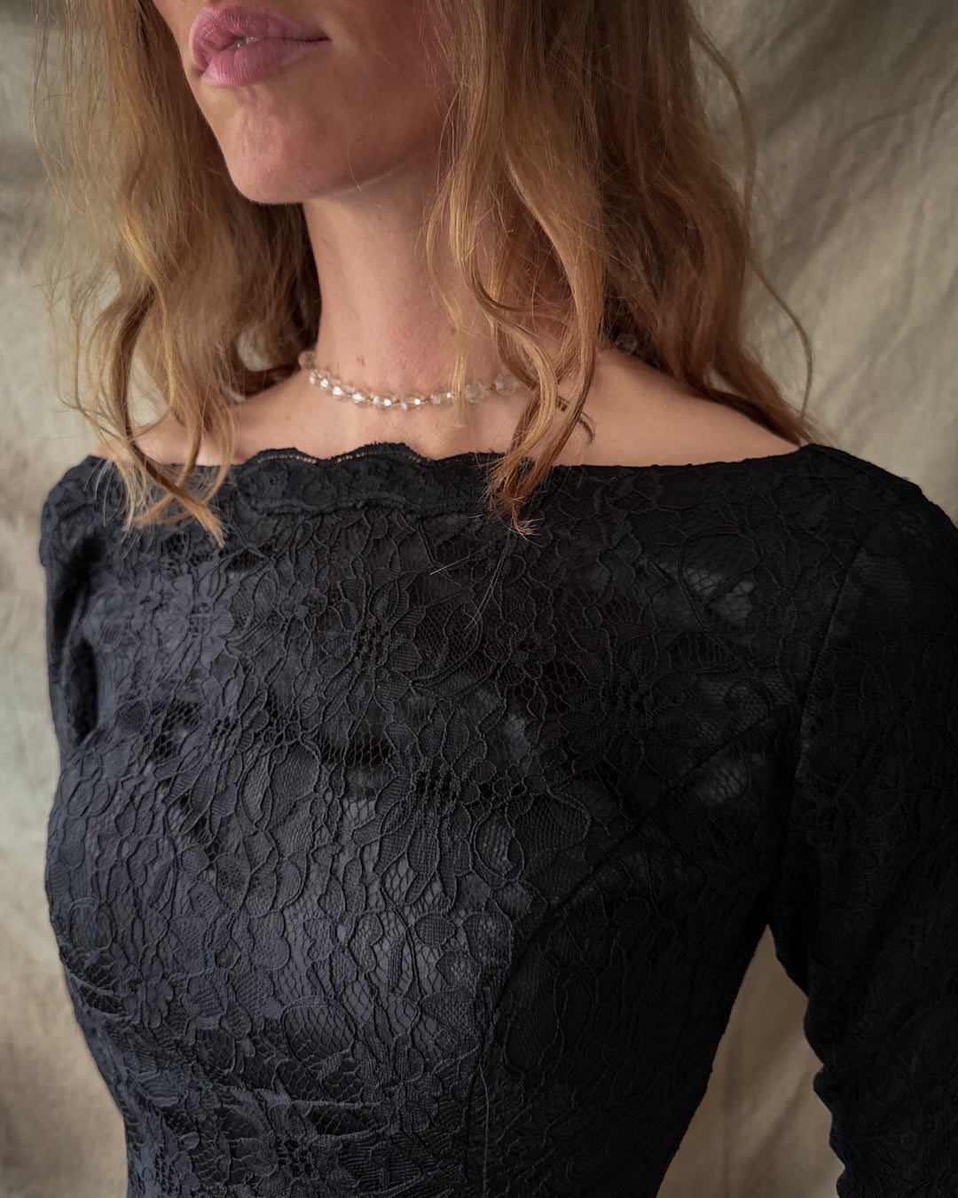 80s Black Lace Gown With Train | S 80s Black Lace Gown With Train | S