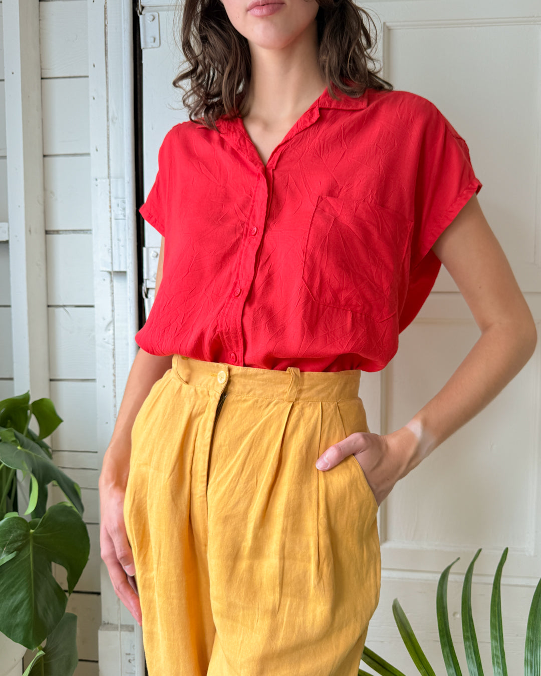 80s Red Trapeze Top | M