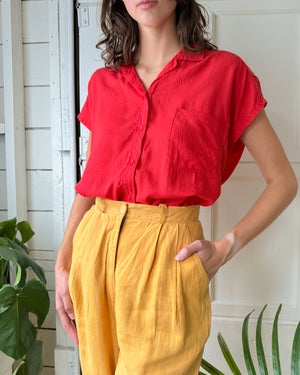 80s Red Trapeze Top | M