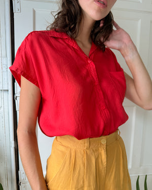 80s Red Trapeze Top | M