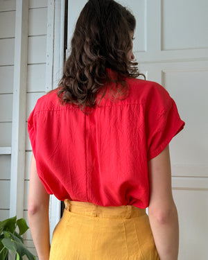 80s Red Trapeze Top | M