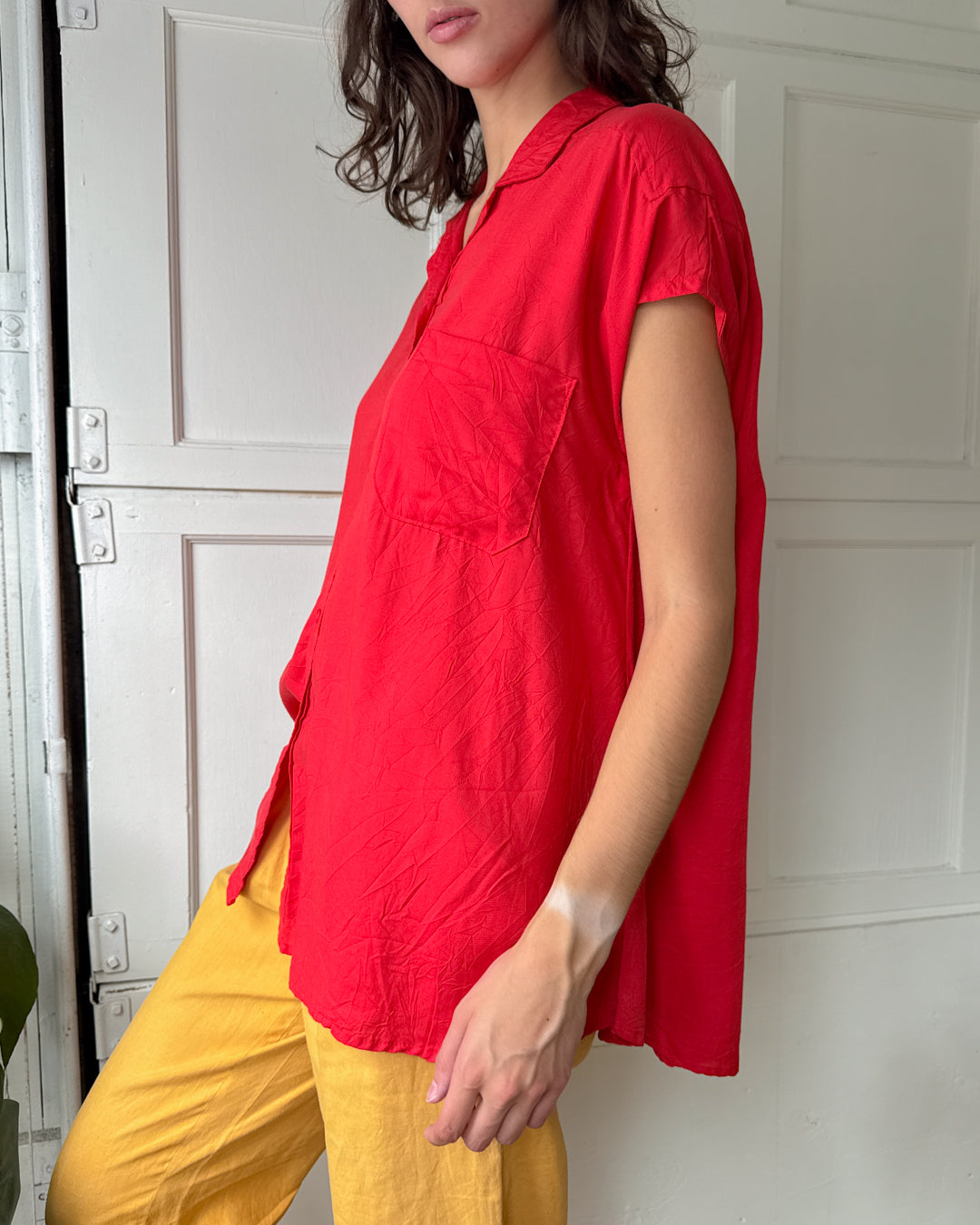 80s Red Trapeze Top | M
