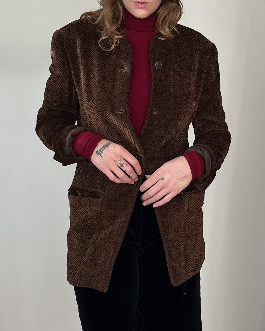 90s Anne Klein Brown Chenille Jacket | M - Lucky Vintage