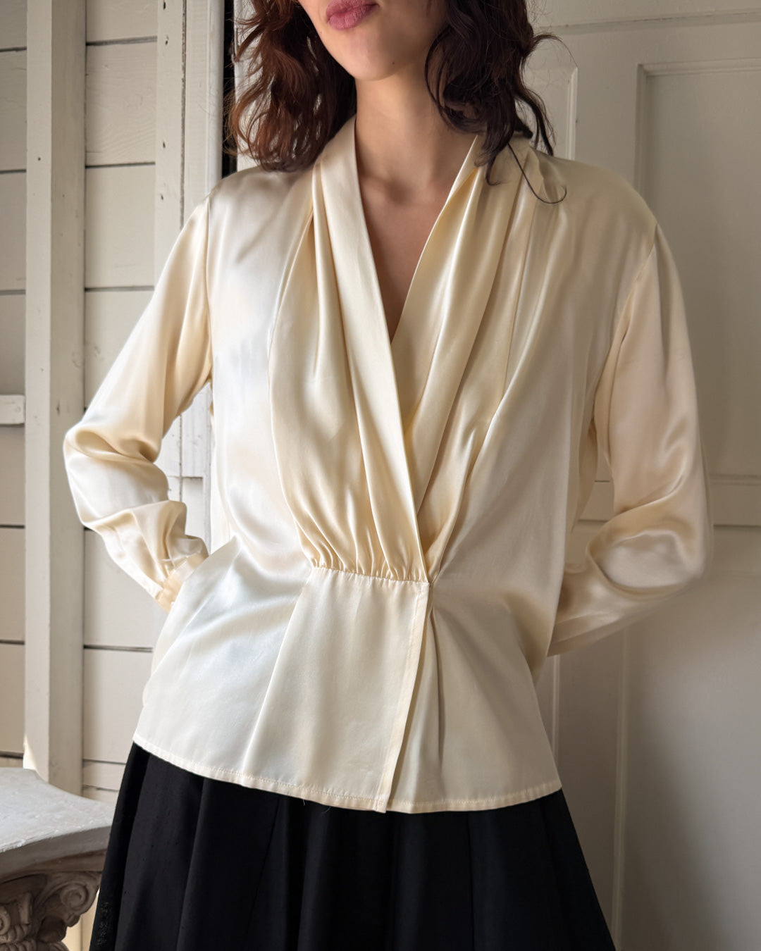 80s Anne Klein Silk Blouse | M-L
