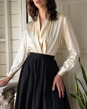 80s Anne Klein Silk Blouse | M-L