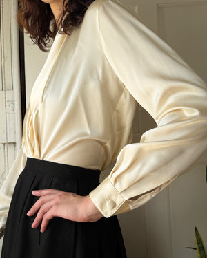 80s Anne Klein Silk Blouse | M-L