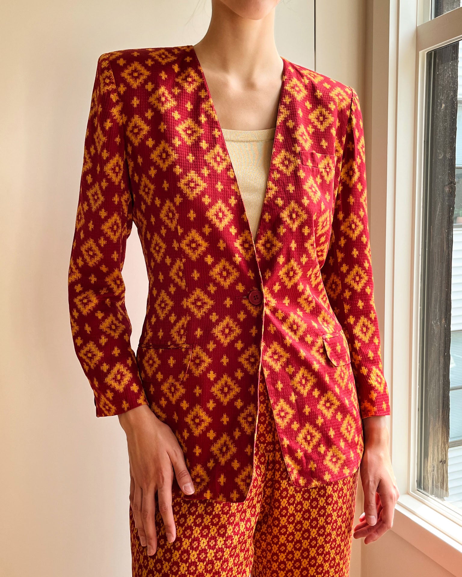 90s Anne Klein Silk Suit | S