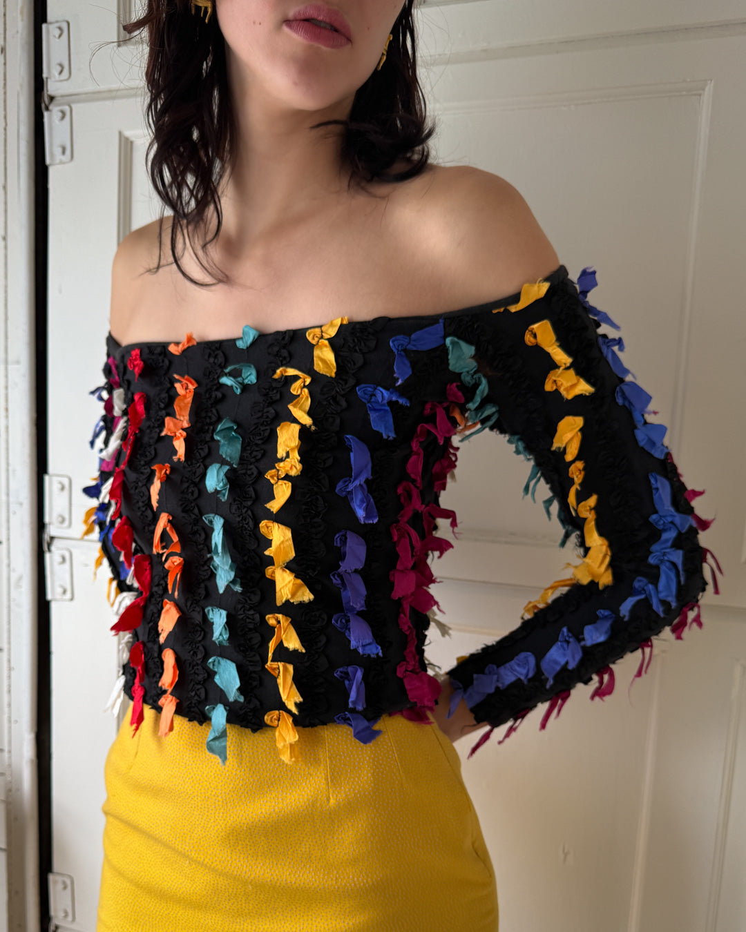 80s Betsey Johnson Ribbon Top | S-M