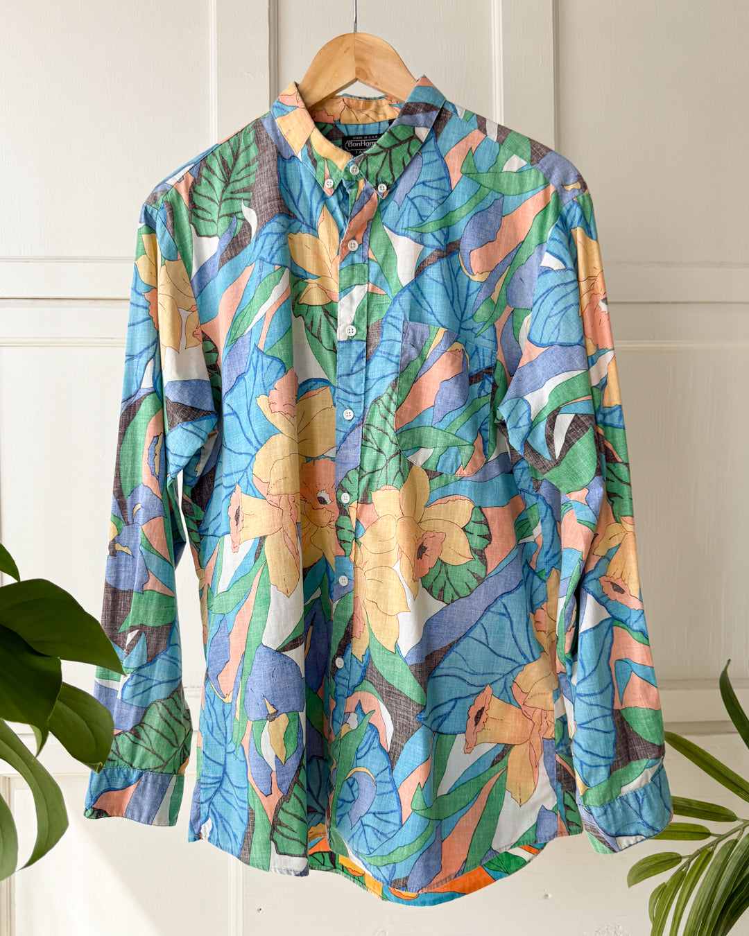 80s Tropical Reverse Print Shirt | L