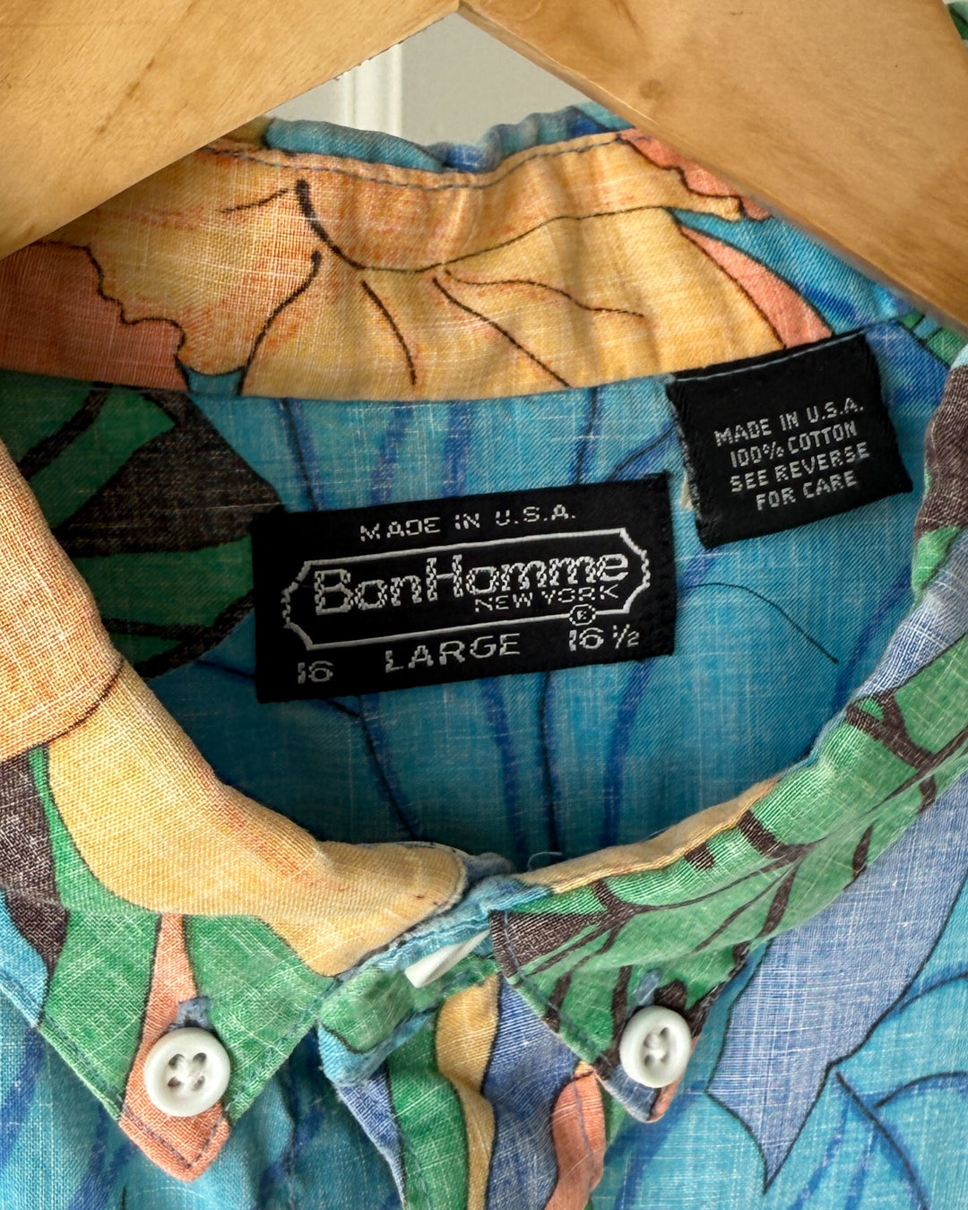 80s Tropical Reverse Print Shirt | L