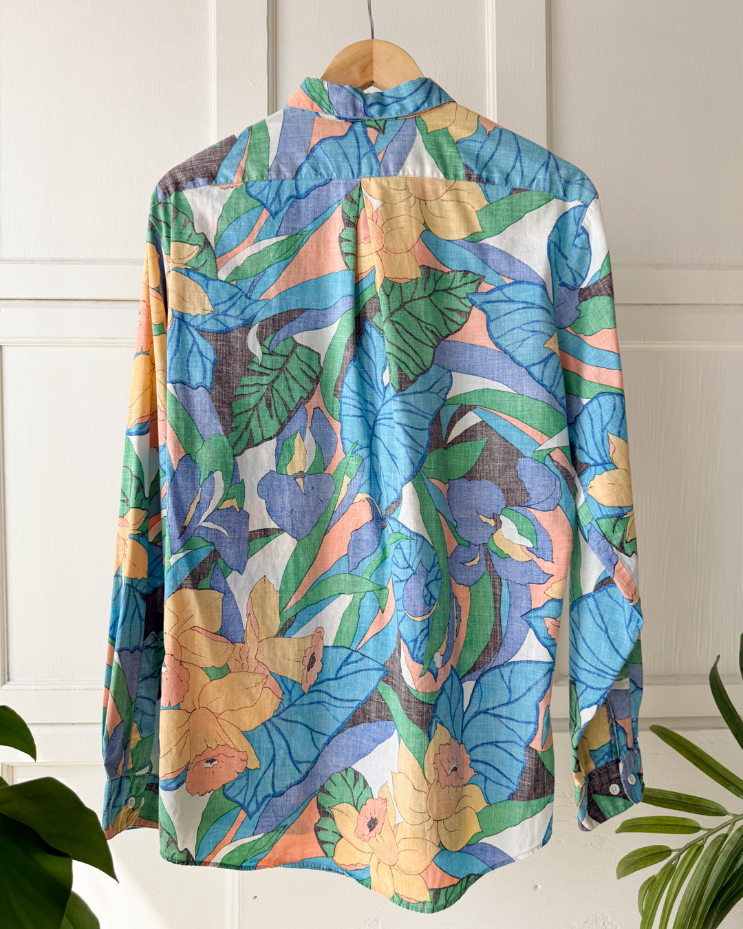 80s Tropical Reverse Print Shirt | L