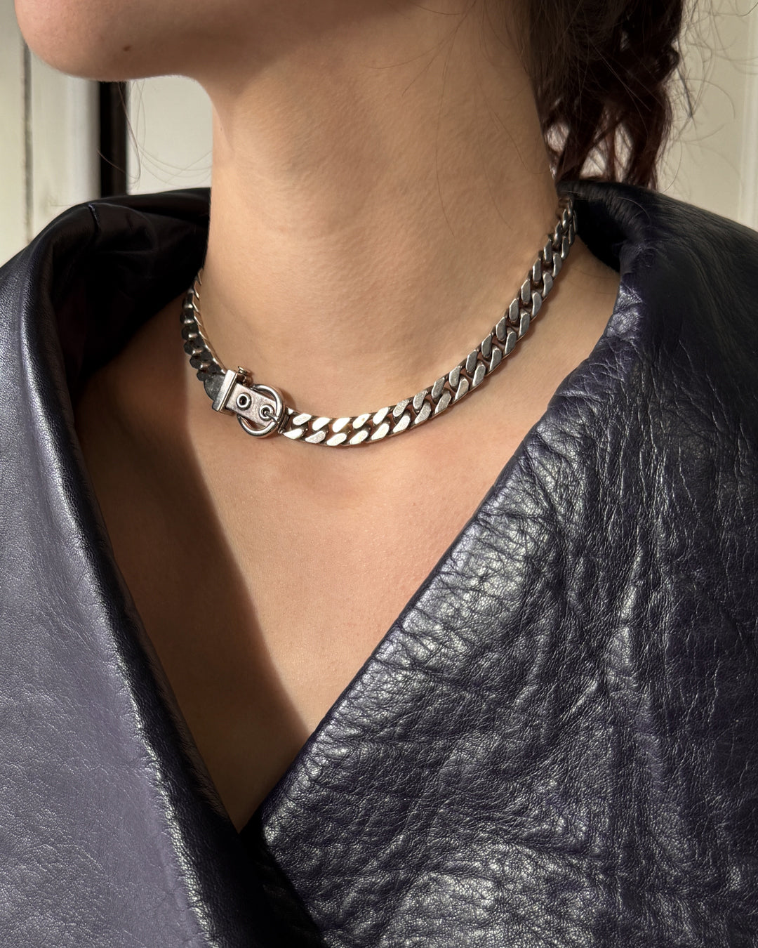 Hermès Sterling Ceinture Necklace