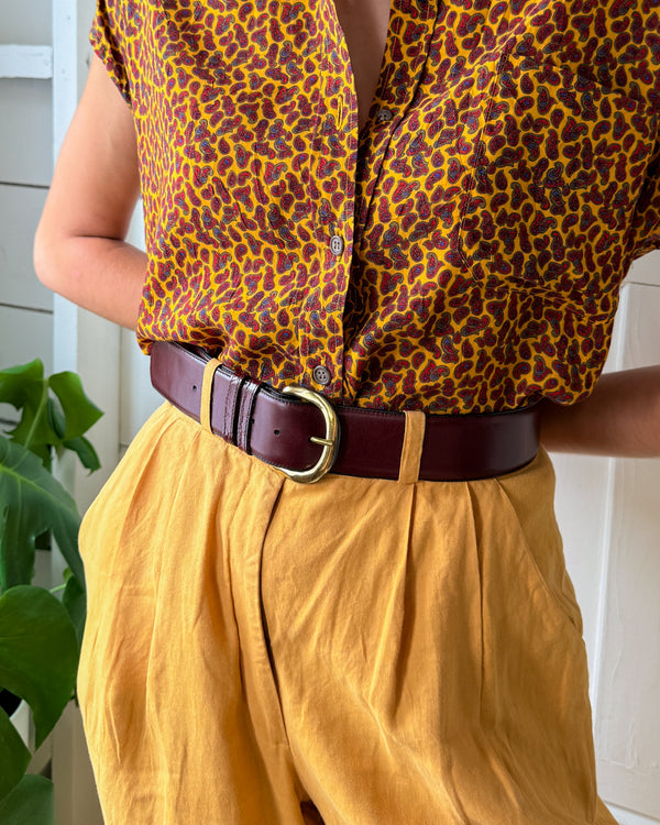 Burgundy Burberry Waist Belt Burberry Wine Red/Ivory Leather Double D Ring Waist  main image 4