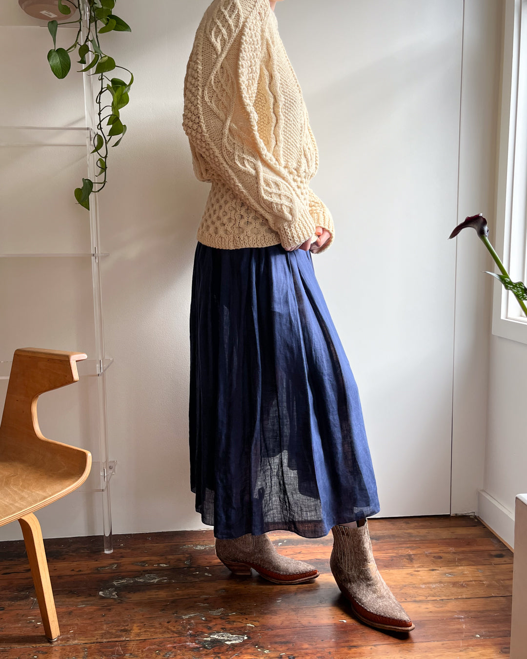 80s Calvin Klein Linen Skirt | M