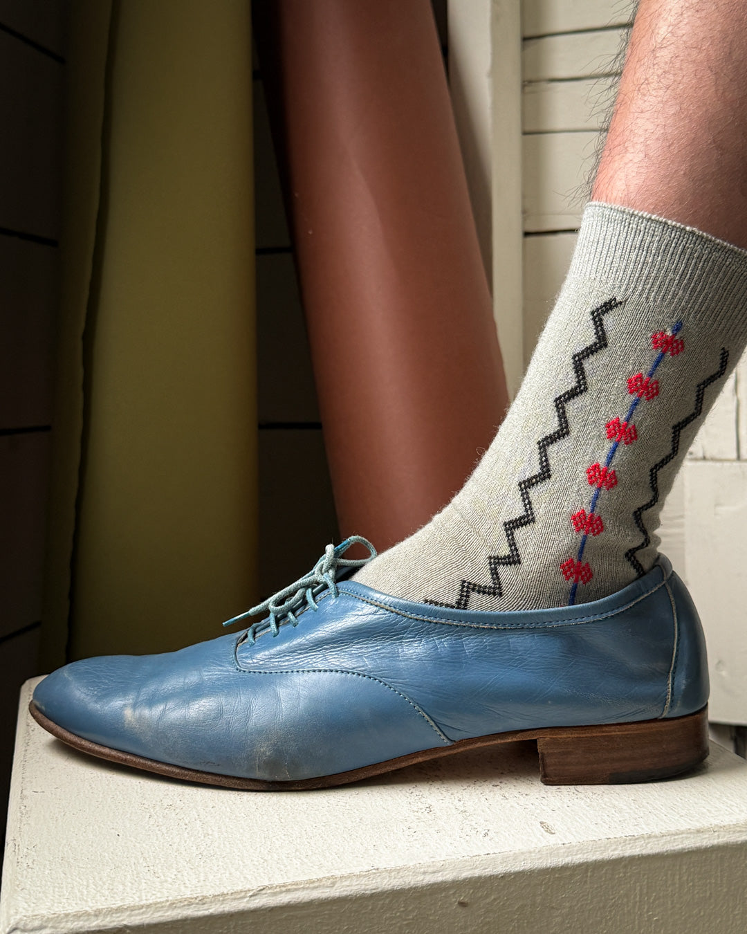 80s Blue Leather Oxfords | 10.5