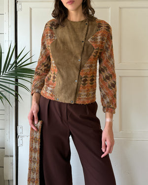 80s Suede Trim Jacket & Belt | S