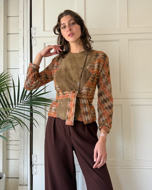 80s Suede Trim Jacket & Belt | S
