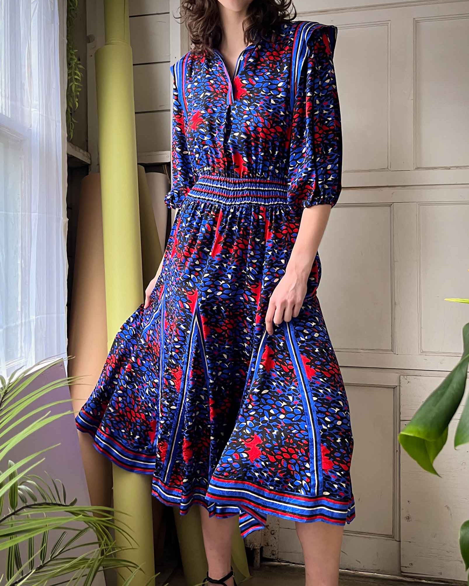 80s Diane Freis Silk Dress | XS-S