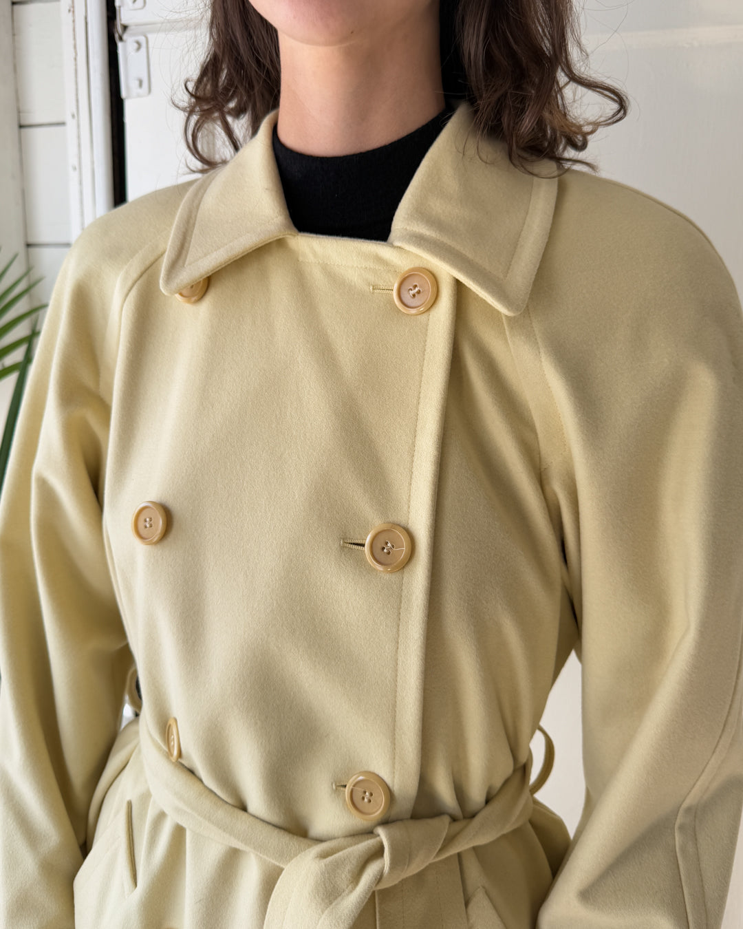 80s Escada Ivory Wool Trench | S-M