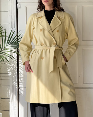80s Escada Ivory Wool Trench | S-M