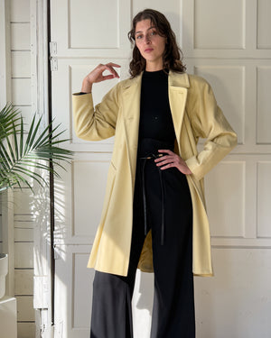 80s Escada Ivory Wool Trench | S-M