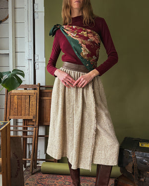 80s Escada Wool & Leather Skirt | M