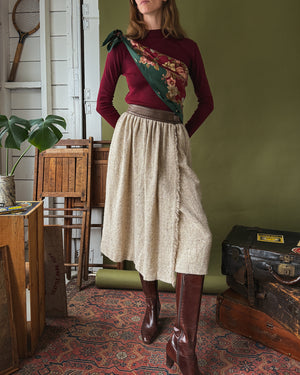 80s Escada Wool & Leather Skirt | M