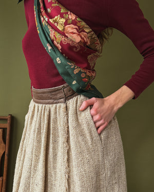 80s Escada Wool & Leather Skirt | M