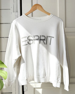 80s Esprit White Logo Sweatshirt | XL