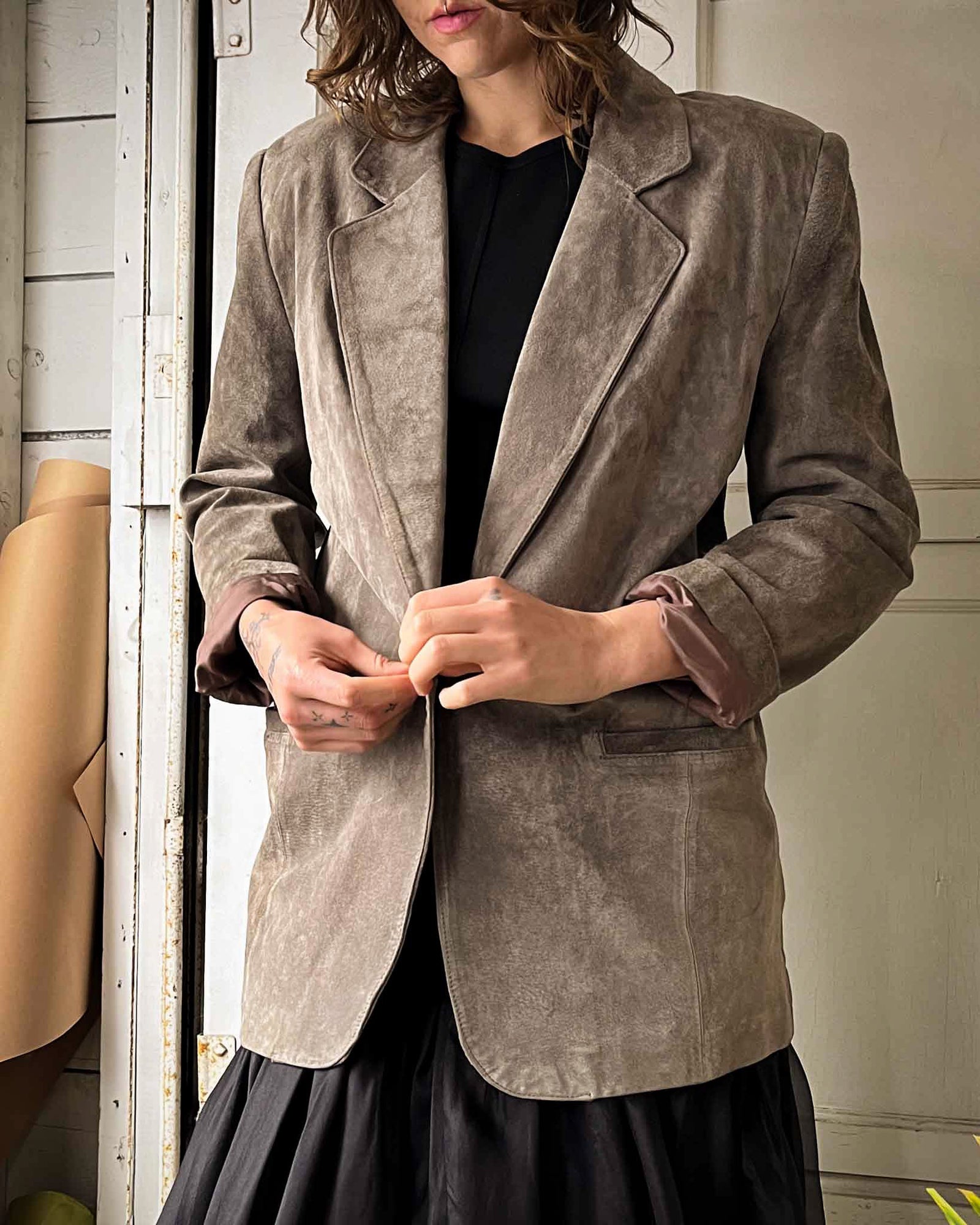 80s Taupe Suede Blazer | S-L