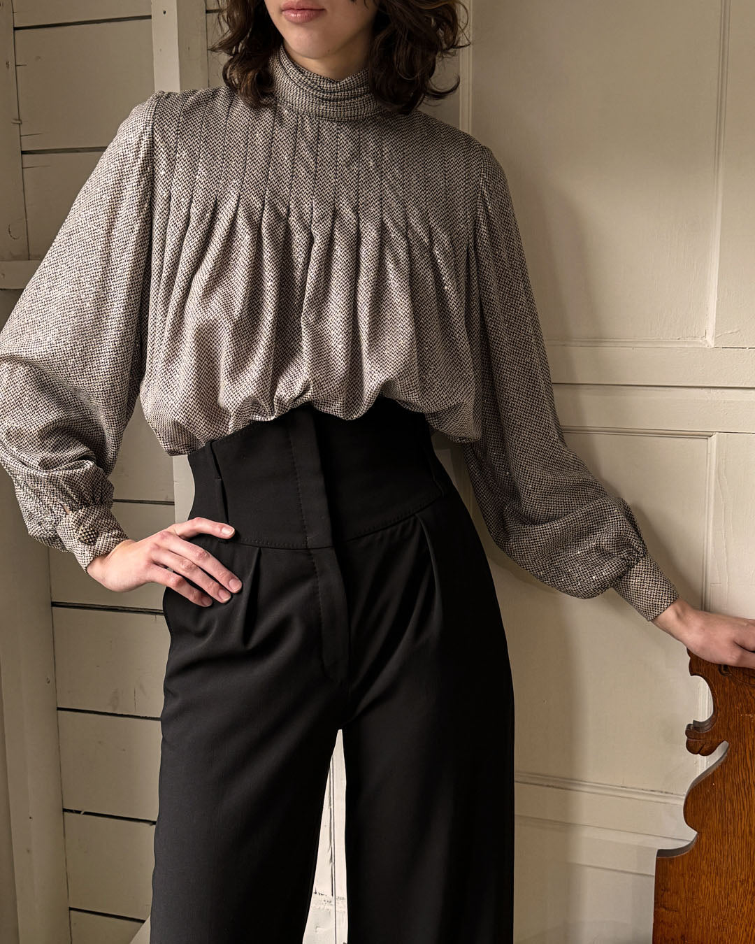 80s Galanos Silk Blouse | S-M