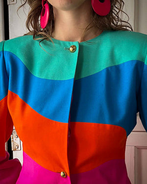 90s Cropped Rainbow Blazer | S-M