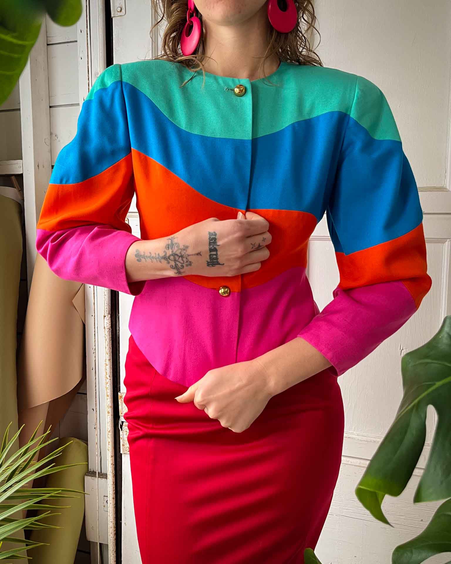 90s Cropped Rainbow Blazer