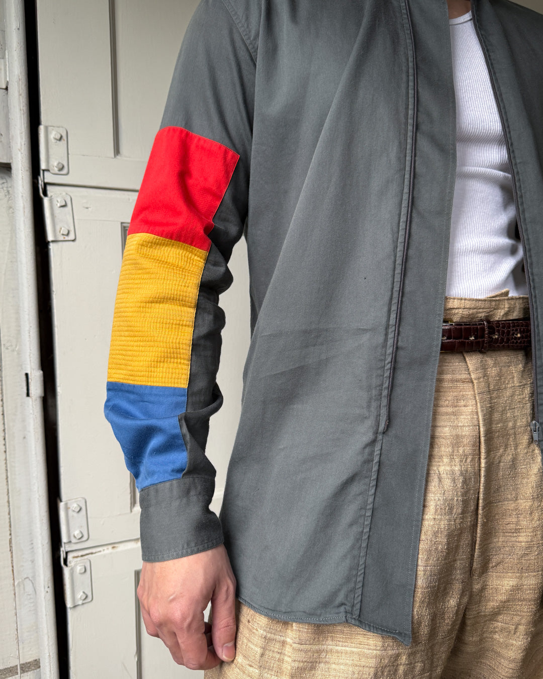 80s Ferre Zip Front Shirt | M