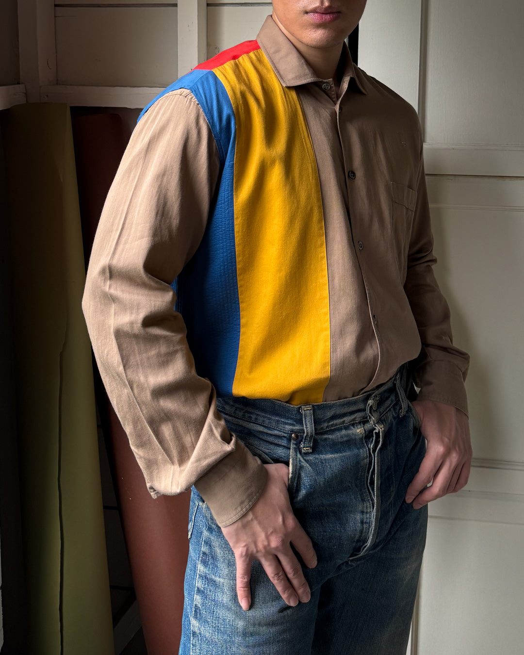 80s Ferre Colorblock Shirt | M