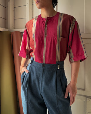 80s Versace Berry Stripe Shirt | M-L