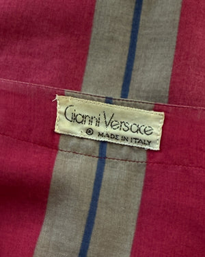 80s Versace Berry Stripe Shirt | M-L