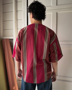 80s Versace Berry Stripe Shirt | M-L