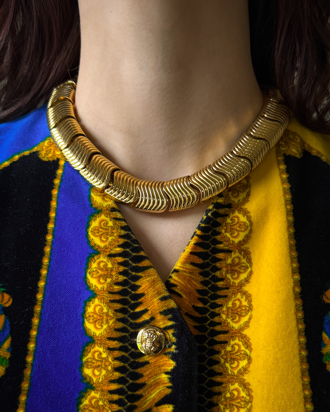 80s Givenchy Gold Collar Necklace - Lucky Vintage