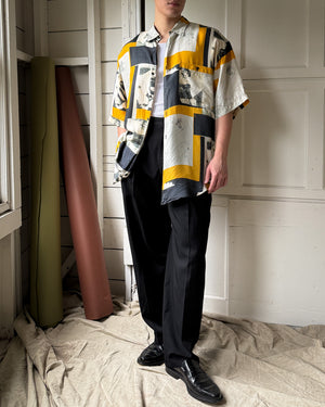90s Picasso Print Silk Shirt | XL