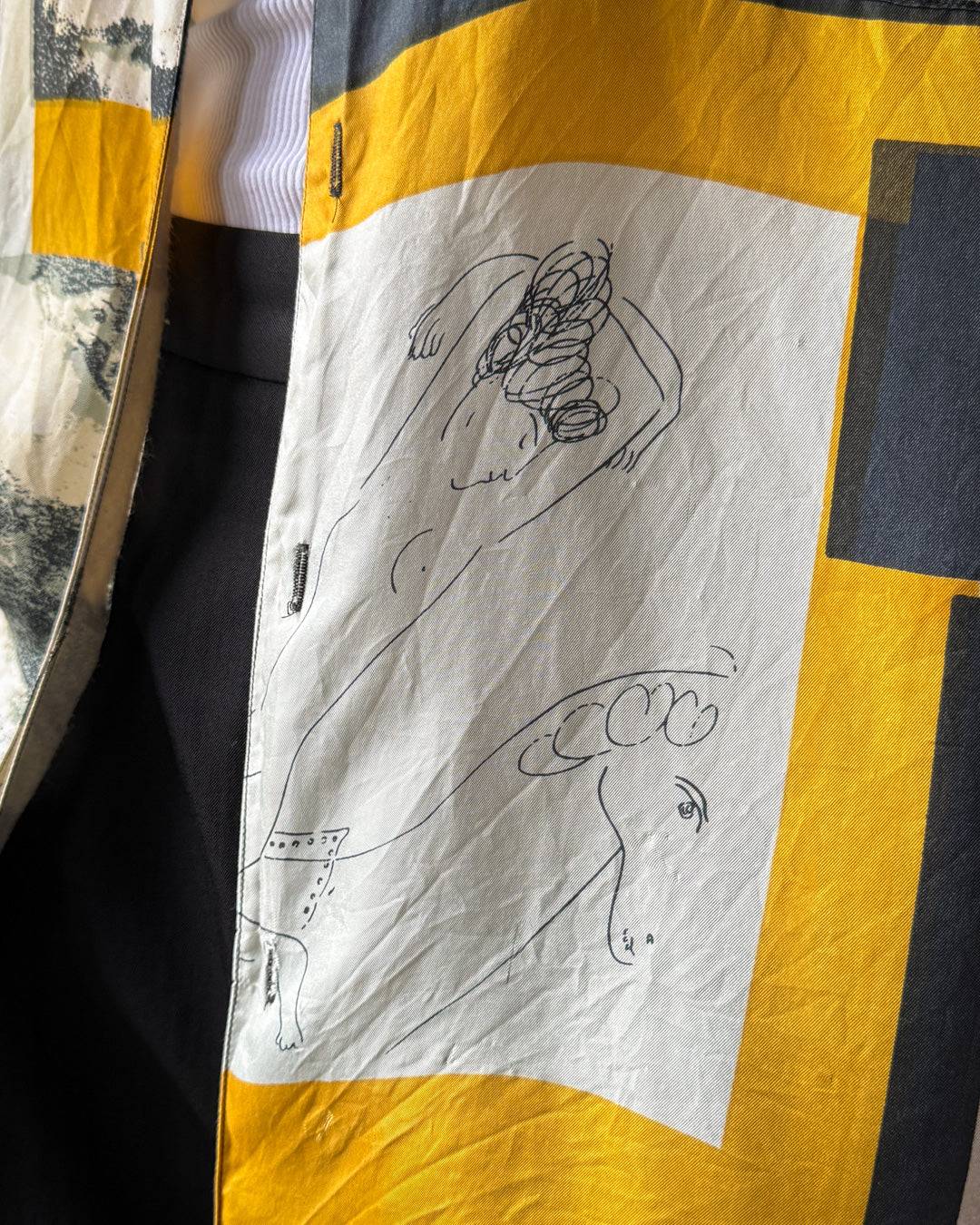 90s Picasso Print Silk Shirt | XL