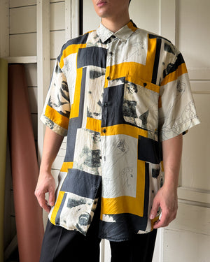 90s Picasso Print Silk Shirt | XL