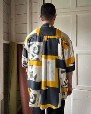 90s Picasso Print Silk Shirt | XL