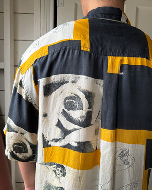 90s Picasso Print Silk Shirt | XL
