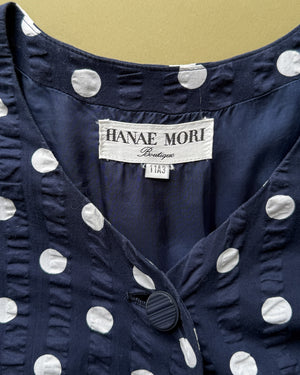 80s Hanae Mori Polka Dot Dress | S