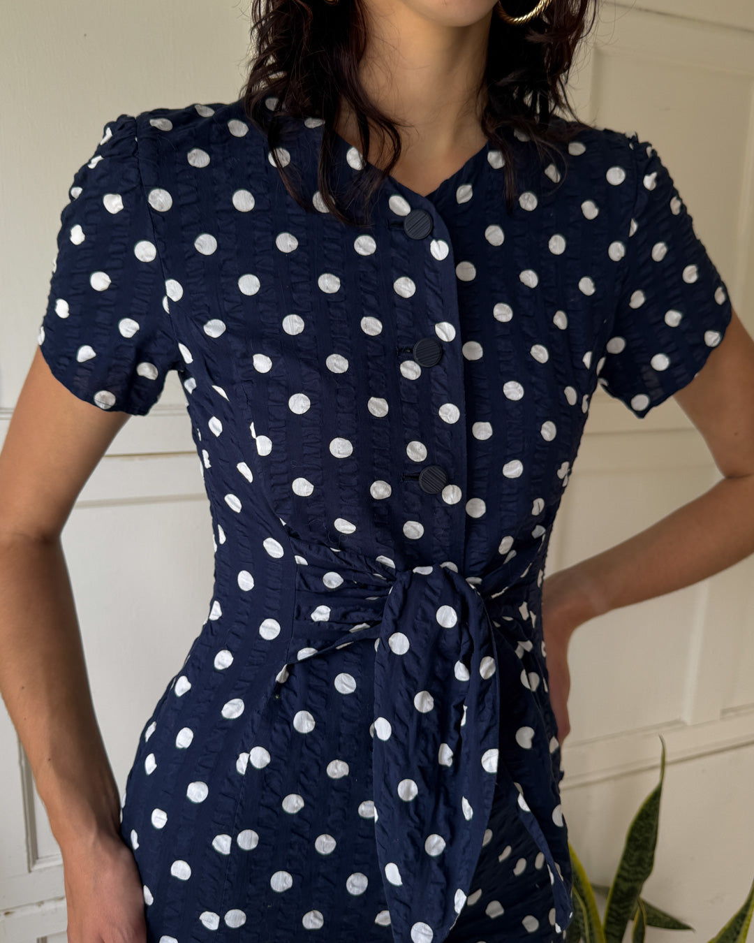 80s Hanae Mori Polka Dot Dress | S