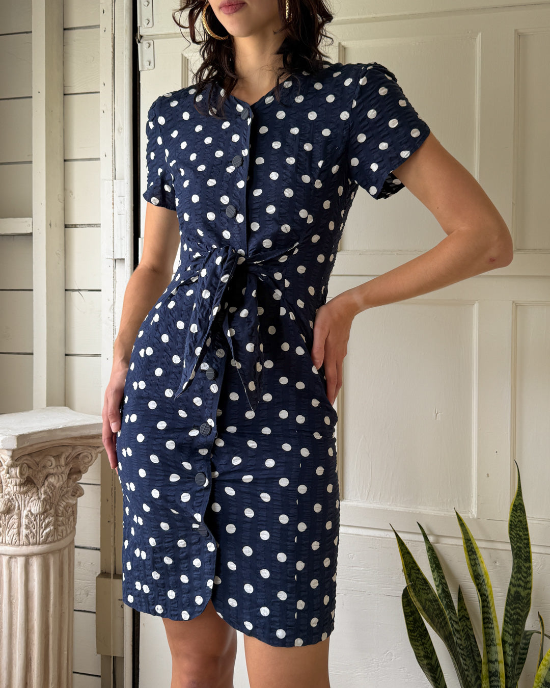 80s Hanae Mori Polka Dot Dress | S