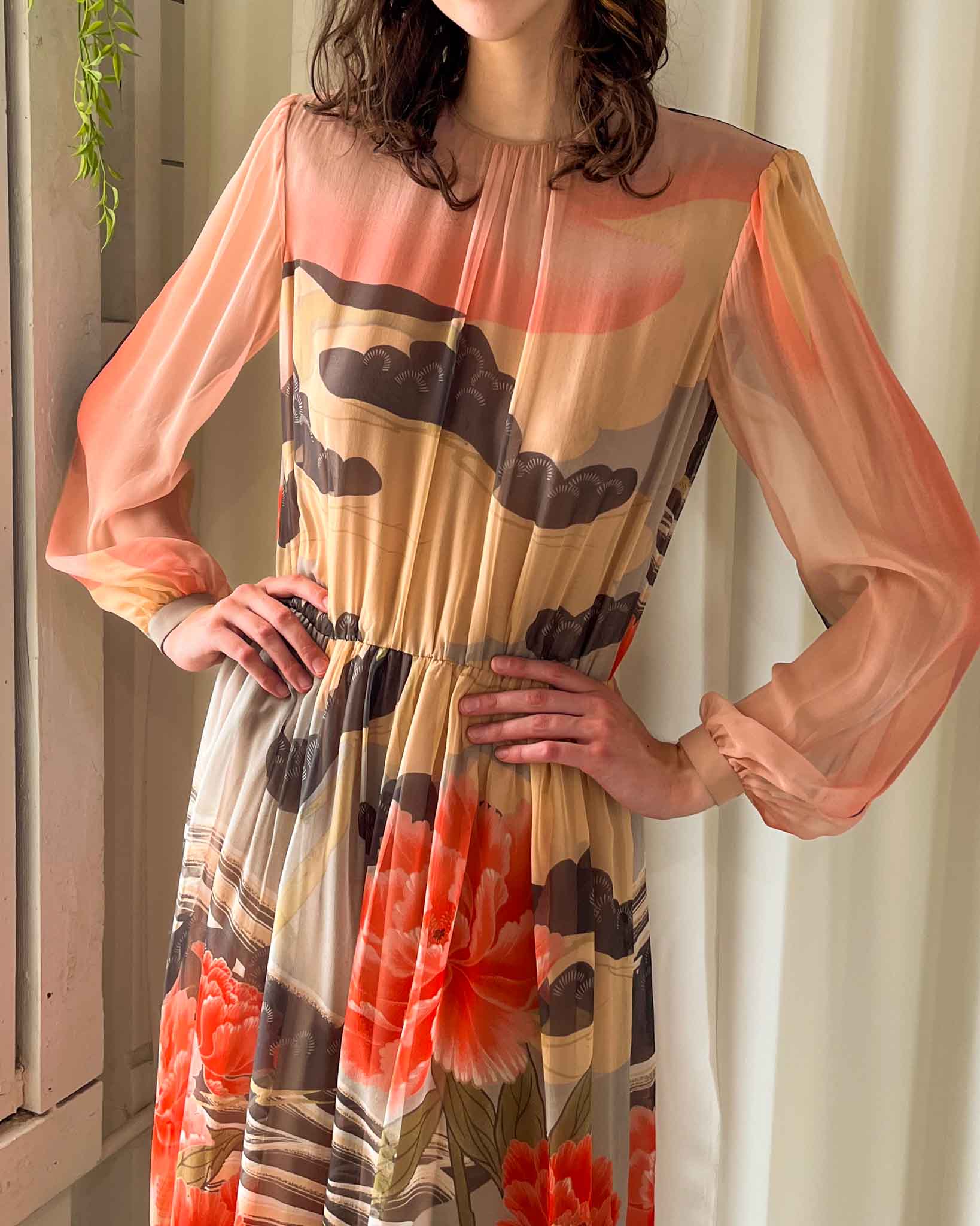 70s Hanae Mori Silk Dress | M