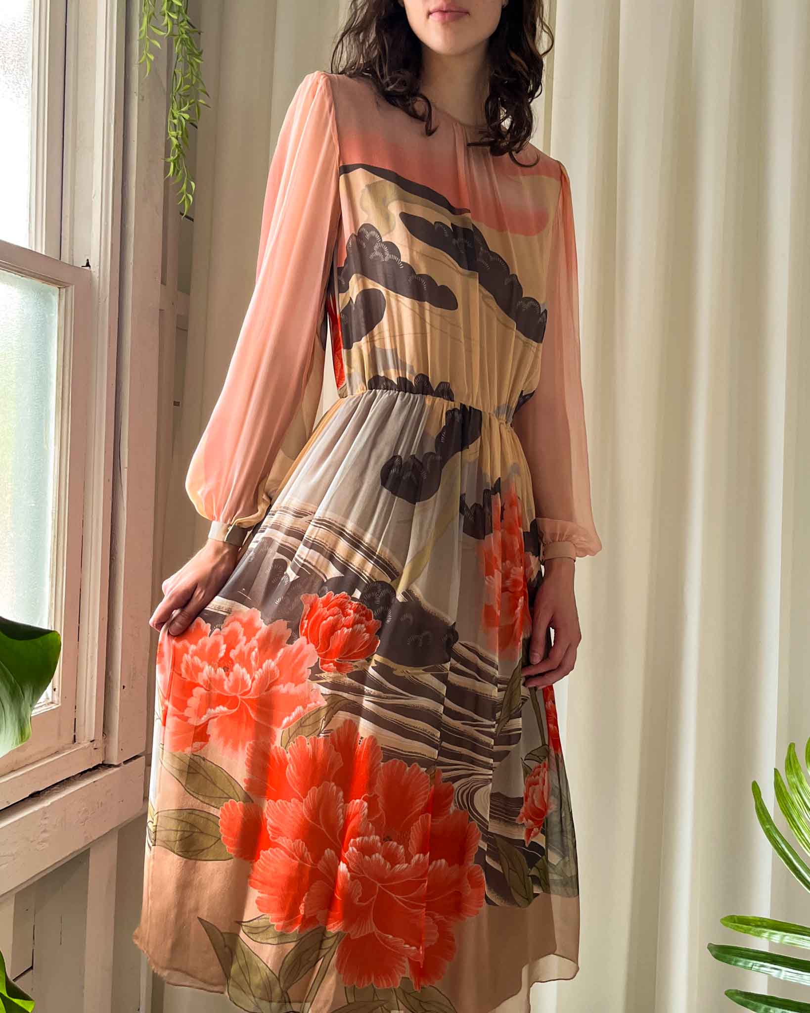 70s Hanae Mori Silk Dress | M