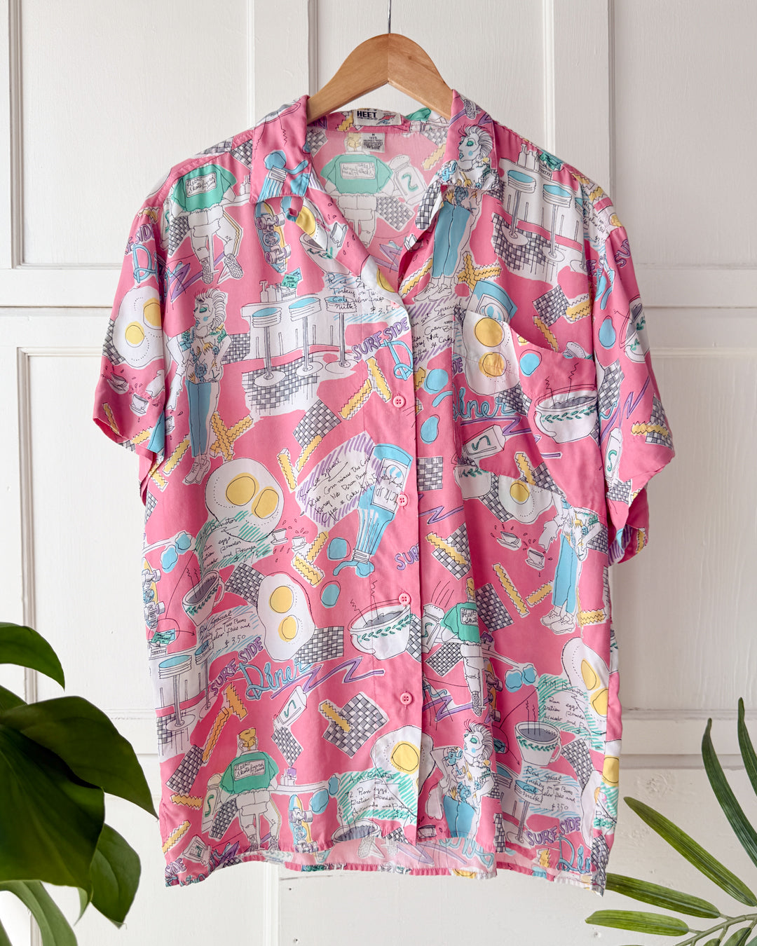 80s Novelty Diner Print Shirt | M